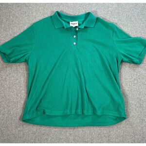 Frnch Paris Terry Polo Women's Medium Green Boxy Short Sleeve Collar Golf Tennis